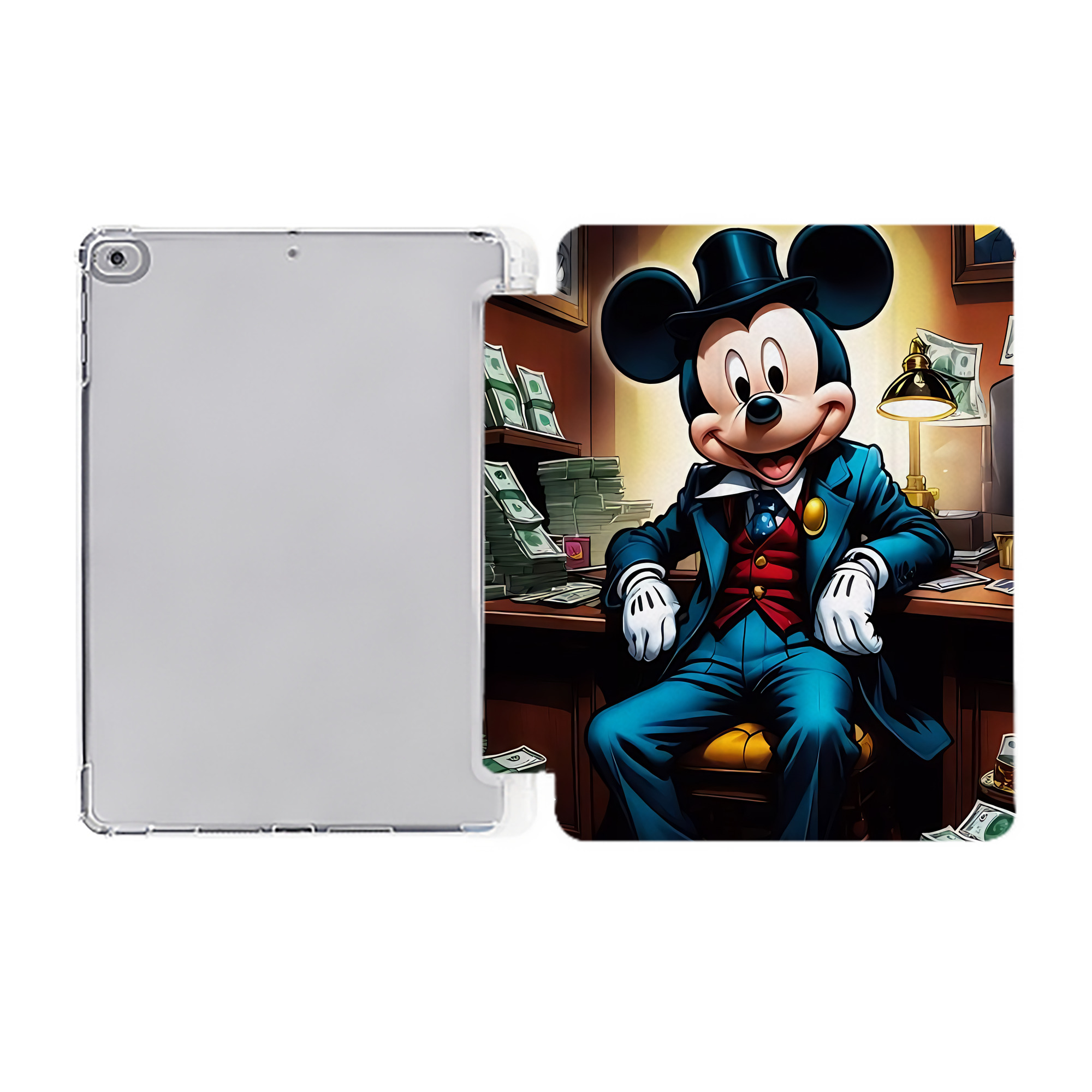 （画像用） ミッキーマウス Mickey Mouse IPad ケース ペン収納付き 三つ折りスタンド PUレザー×シリコン 対応機種9.5/10.5/10.9インチ